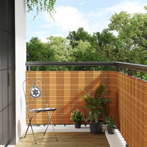 Altanafskærmning i polyrattan 500 × 90 cm - lysebrun