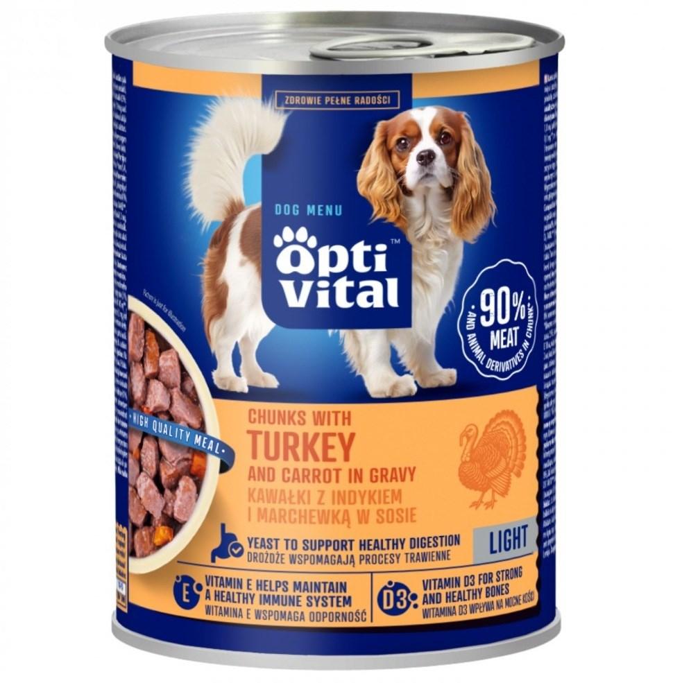 OptiVital hundemad i sovs - kalkun og gulerod, vådfoder 415 g billede