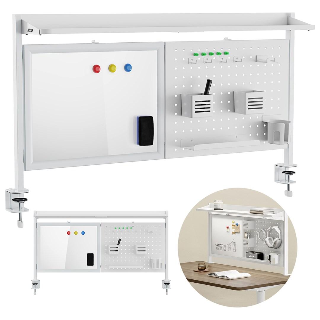 Ergo Office ER-301 W bordskærm/organizer med whiteboard – 111,6 cm, hvid, maks. 10 kg billede