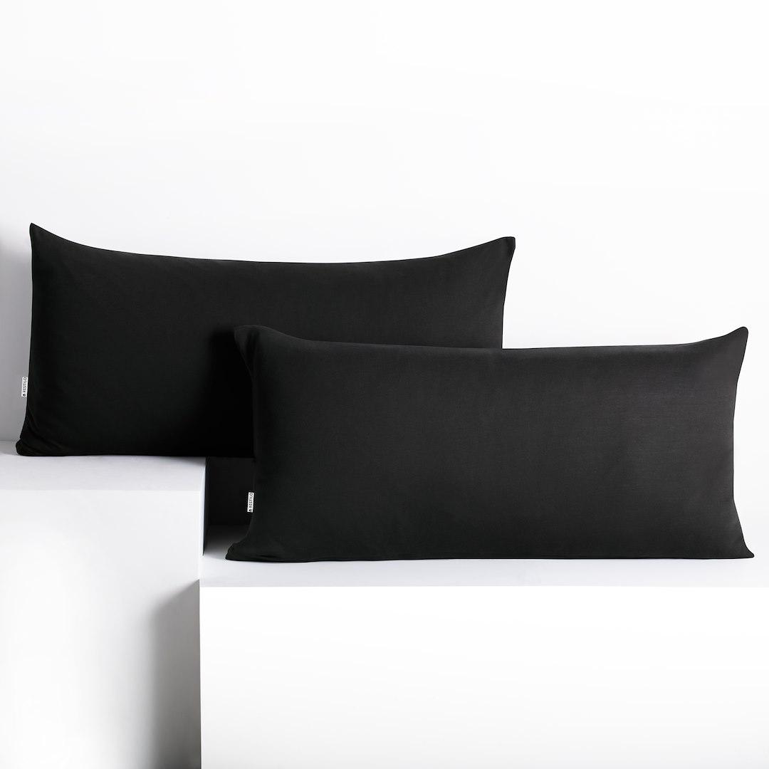 DecoKing Amber pudebetræk 40x120 cm - sort jersey, klassisk stil (2 stk.) billede