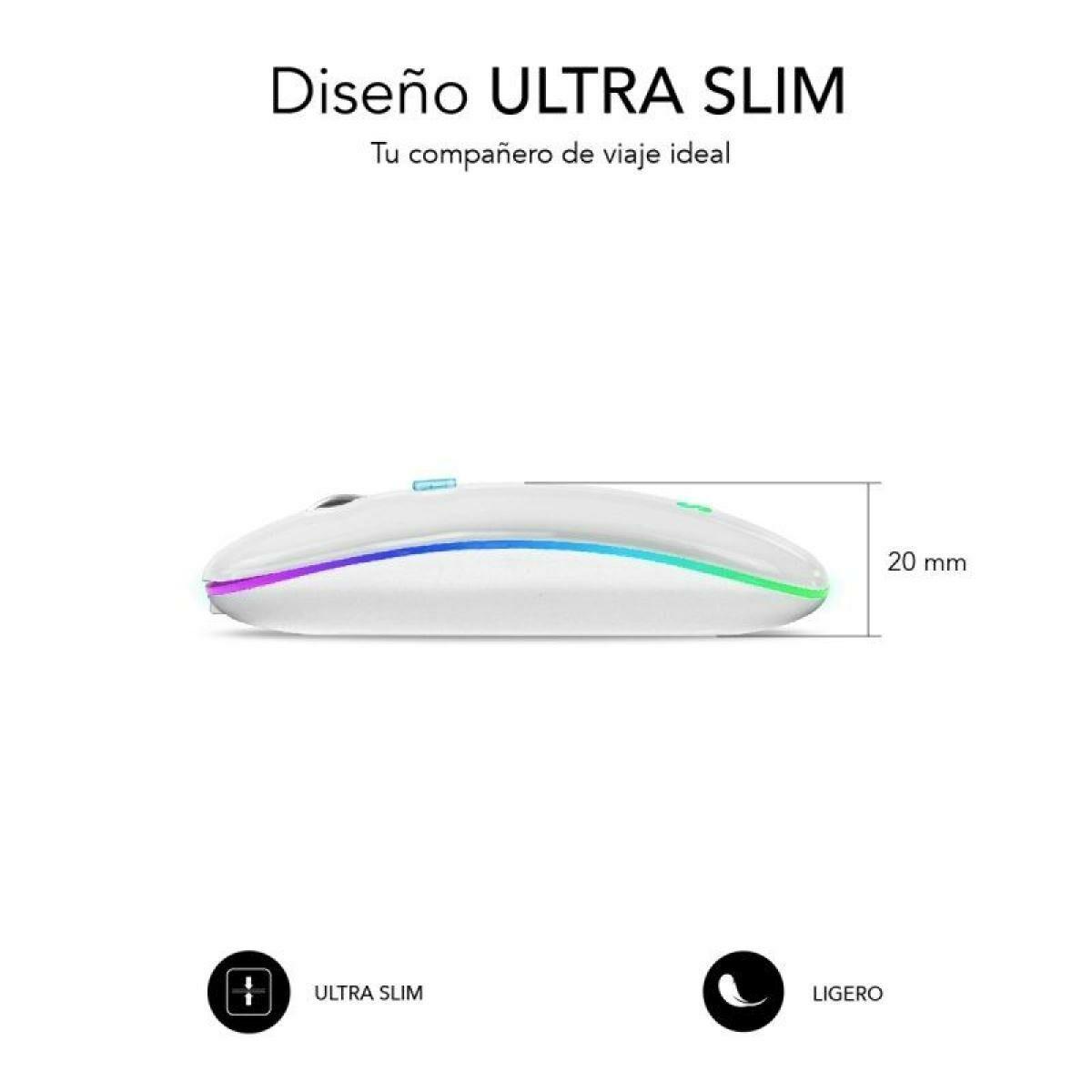 Subblim SUBMO-LDFLAT2 trådløs Bluetooth mus - Hvid, 1600 dpi billede