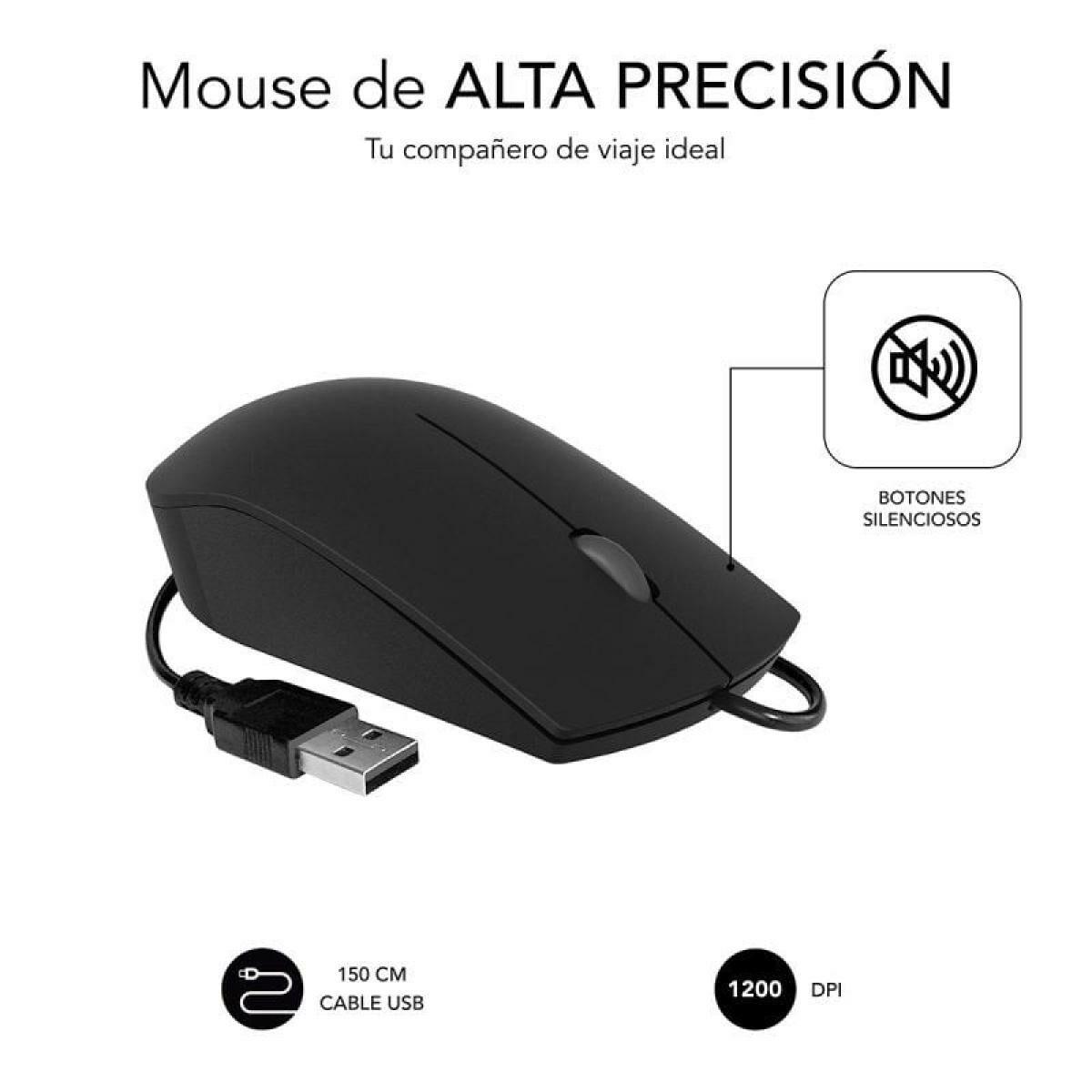 Subblim Business mus 1200 DPI - sort, USB-A/USB-C billede