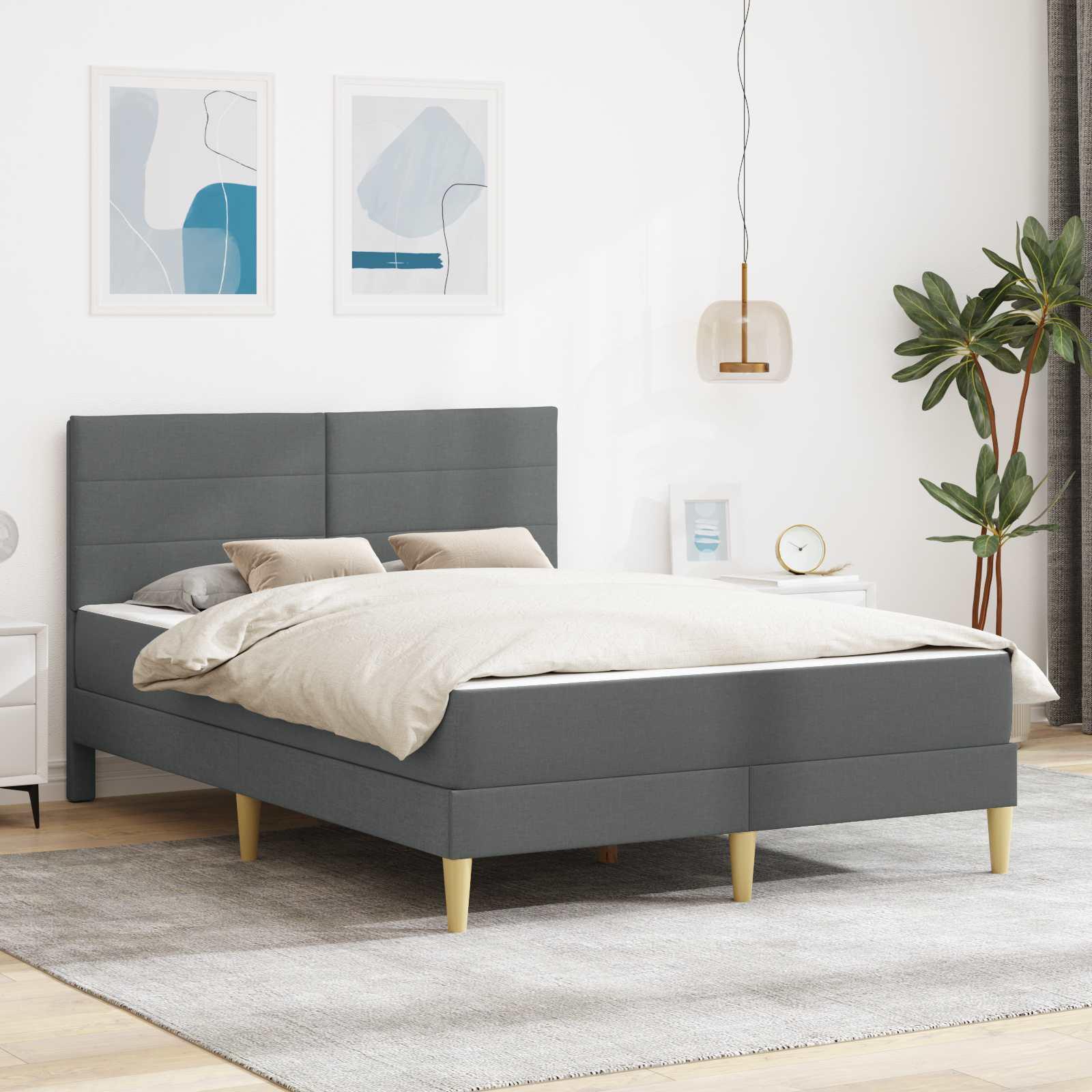 Sengestel Mørkegrå 120 x 200 cm Polyester billede