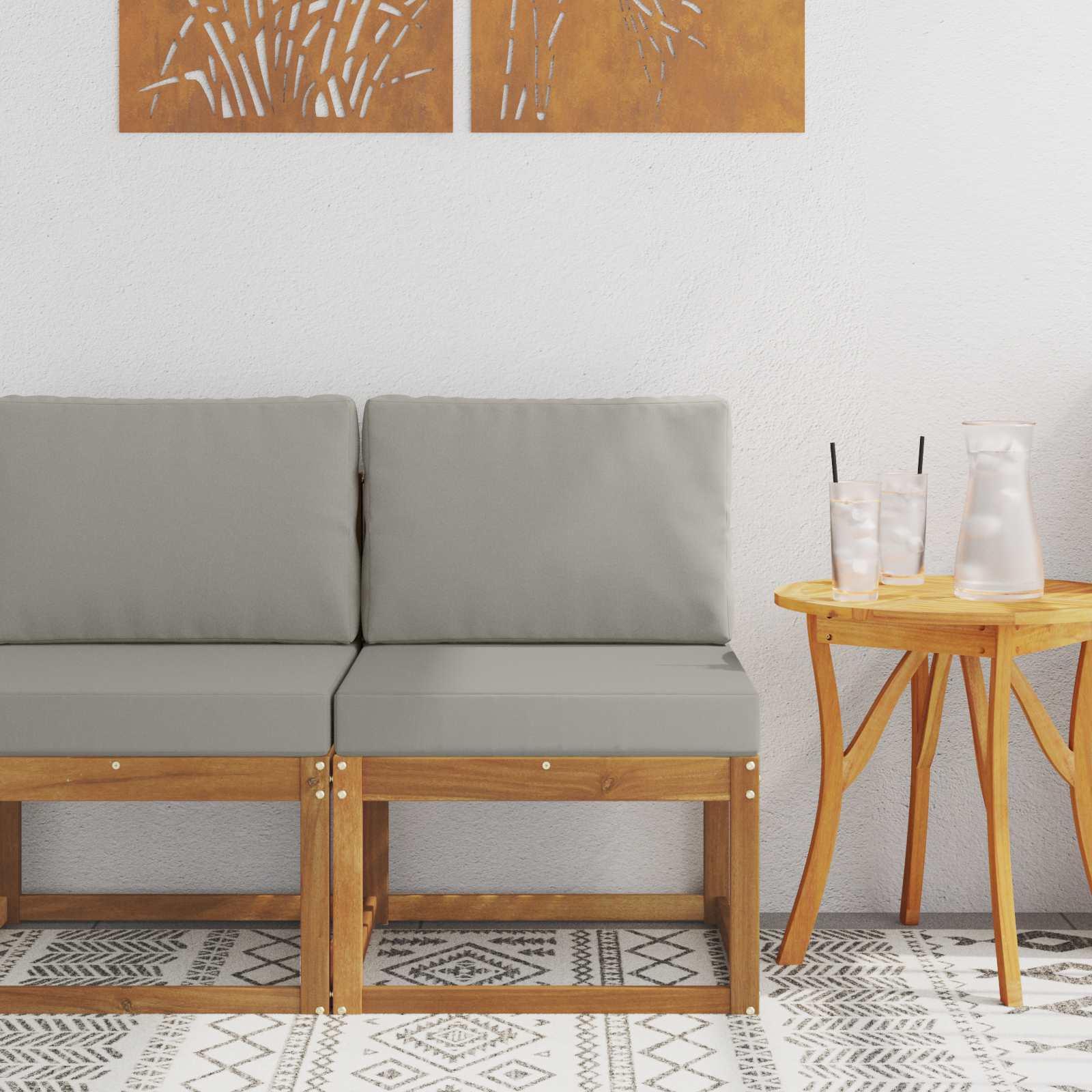Udendørs Mellem Sofa Massivt Akacietræ Naturfarvet billede