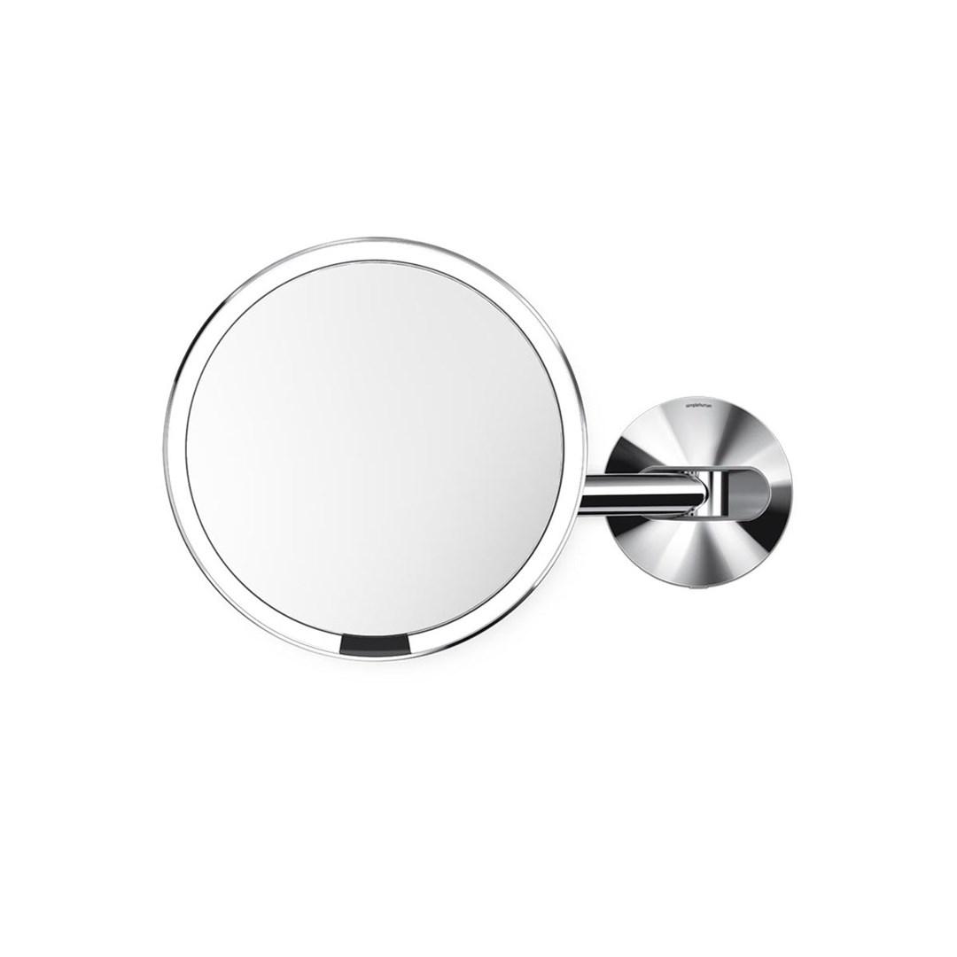 simplehuman ST3016 vægmonteret makeupspejl med lys - rund, børstet stål, 5x billede