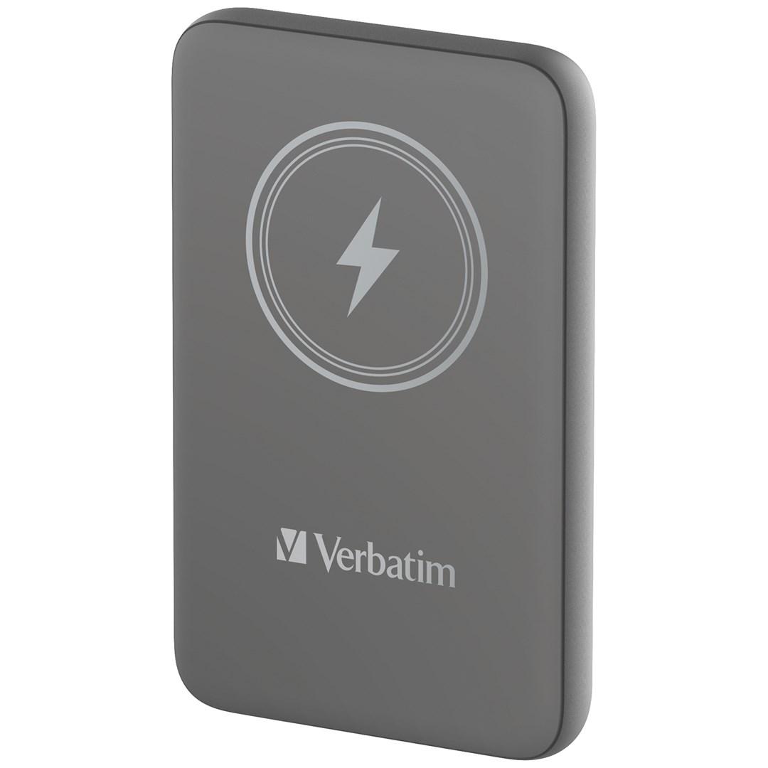 Verbatim Charge ’n’ Go magnetisk trådløs powerbank 10.000 mAh - grå