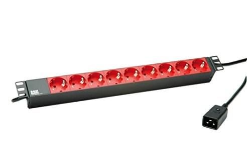 Bachmann 333.937 strømskinne 9x Schuko - 2 m, indendørs, sort/rød billede