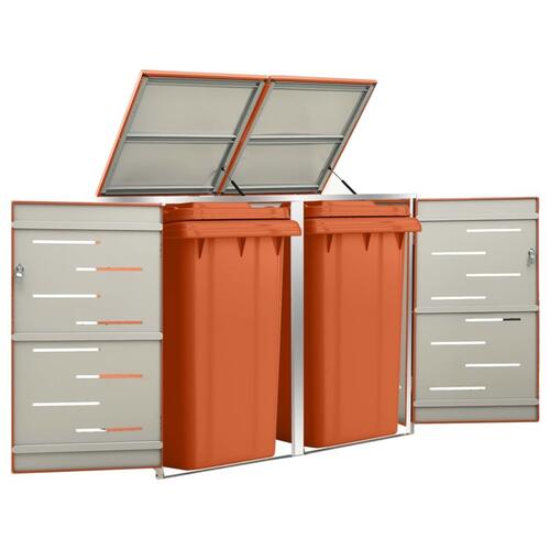 Dobbelt skraldespandsskjuler 138x77,5x112,5 cm rustfrit stål