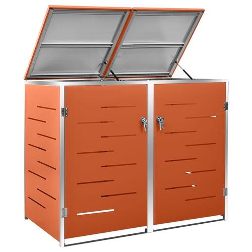 Dobbelt skraldespandsskjuler 138x77,5x112,5 cm rustfrit stål