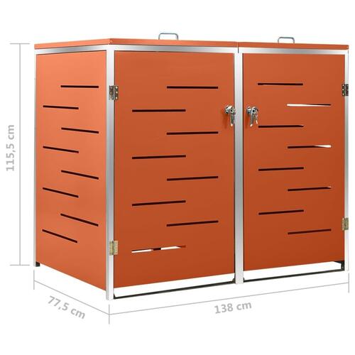 Dobbelt skraldespandsskjuler 138x77,5x112,5 cm rustfrit stål