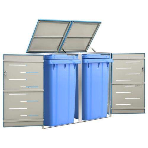Dobbelt skraldespandsskjuler 138x77,5x112,5 cm rustfrit stål