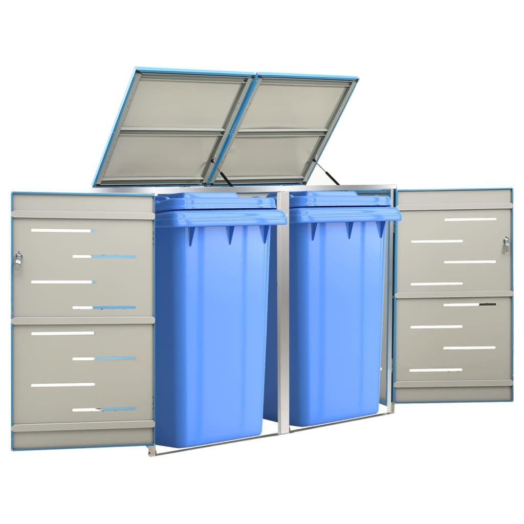 Dobbelt skraldespandsskjuler 138x77,5x112,5 cm rustfrit stål