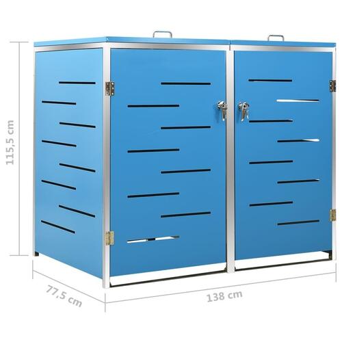 Dobbelt skraldespandsskjuler 138x77,5x112,5 cm rustfrit stål
