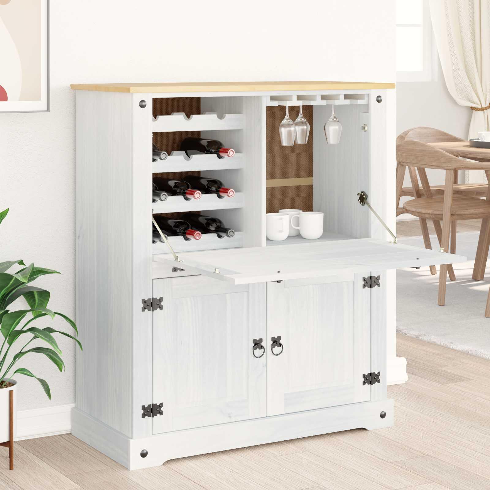 Vinskab Hvid 97 x 45 x 114 cm Massiv fyrretræ billede