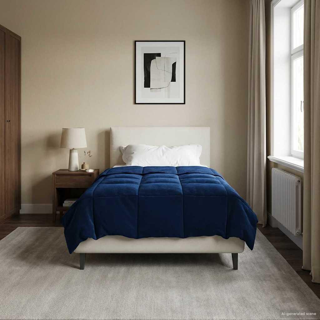 Vinterdyne i mikrofiber - mørk blå, 155 × 220 cm, quiltet billede