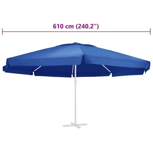 Parasoldug 610 cm - azurblå udskiftningsdug til haveparasol