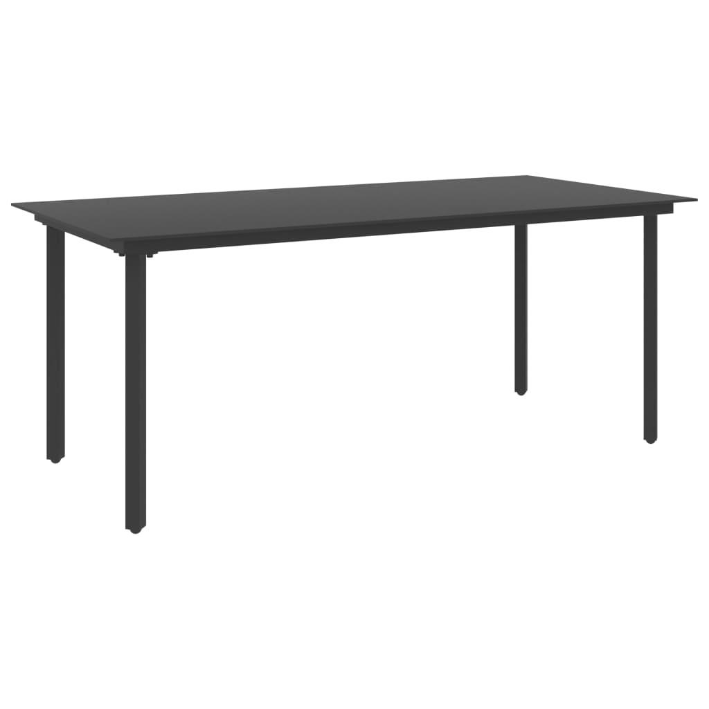 Havebord 190x90x74 cm stål og glas sort