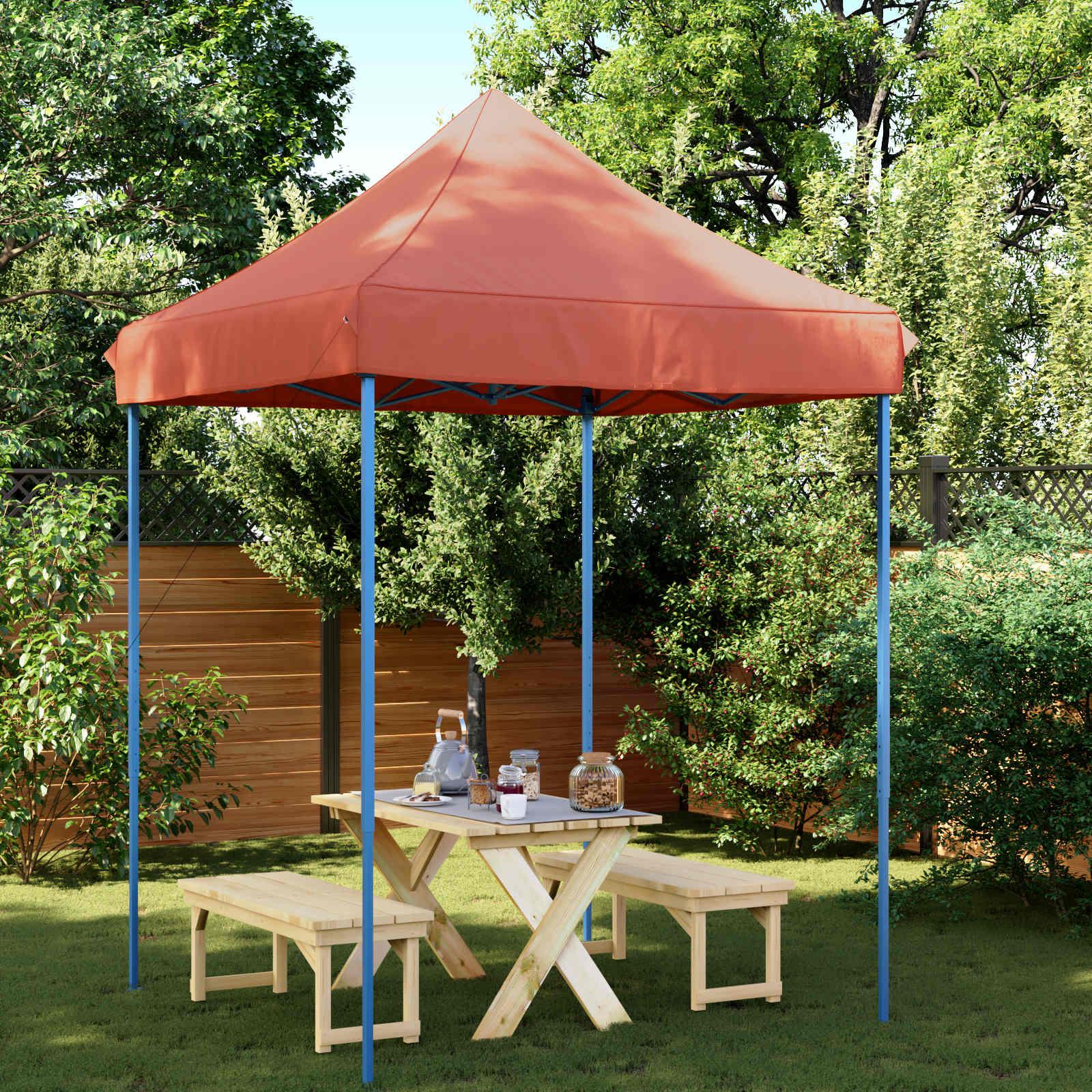Pop-up festtelt i terrakotta - 200 × 200 × 306 cm, Oxford-stof billede