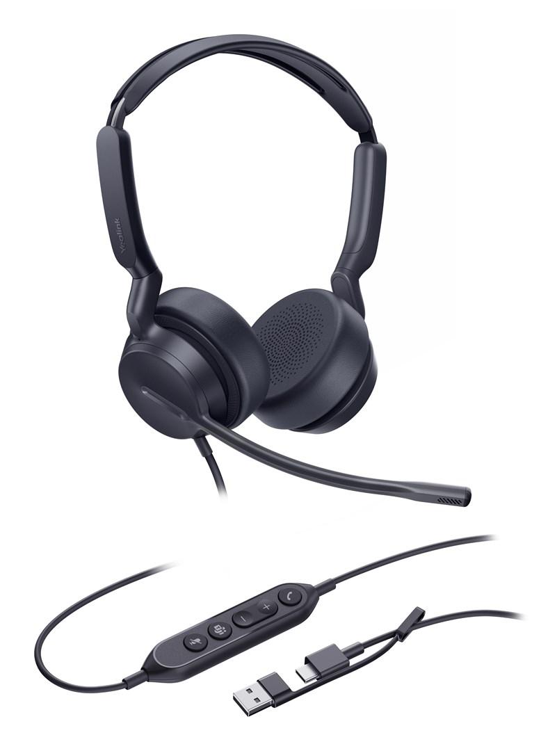 Yealink UH42 Dual Teams USB-C/A headset - kablet stereo med in-line styring billede