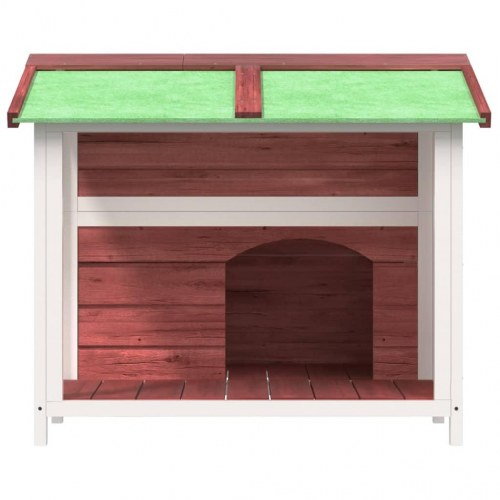 Hundehus i massivt fyrretræ - 96 × 87 × 80,5 cm, mokka/hvid med grønt tag