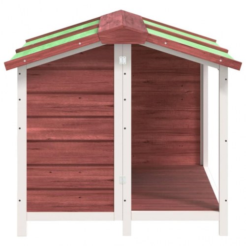 Hundehus i massivt fyrretræ - 96 × 87 × 80,5 cm, mokka/hvid med grønt tag