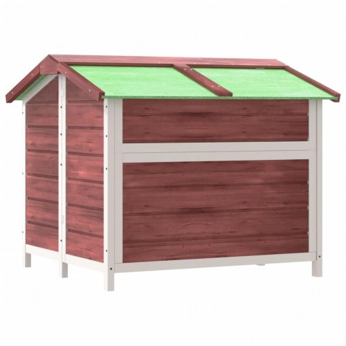 Hundehus i massivt fyrretræ - 96 × 87 × 80,5 cm, mokka/hvid med grønt tag