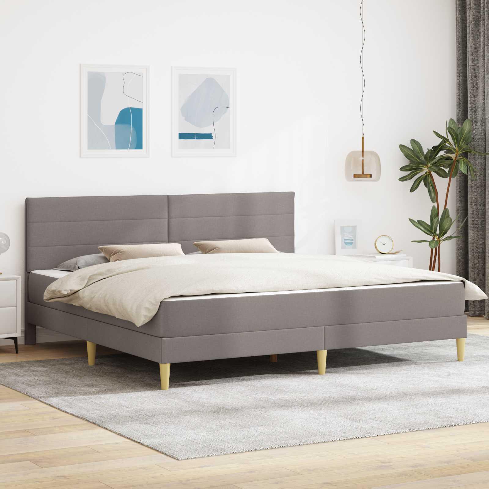 Sengestel 200 x 200 cm med skummadras - gråbrun billede