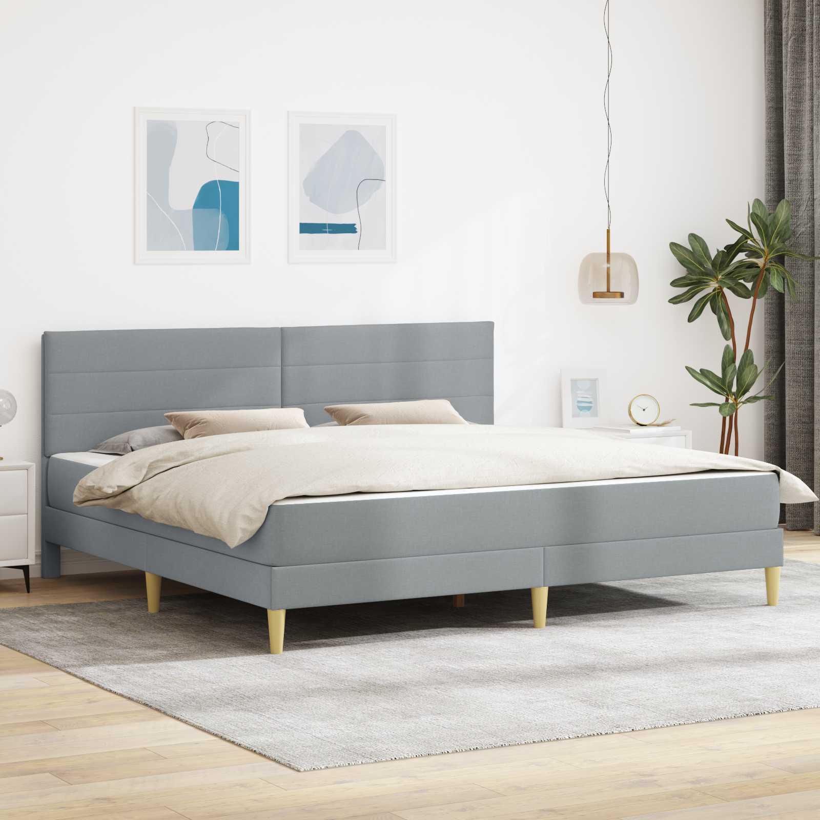 Sengestel Lysegrå 200 x 200 cm Polyester billede