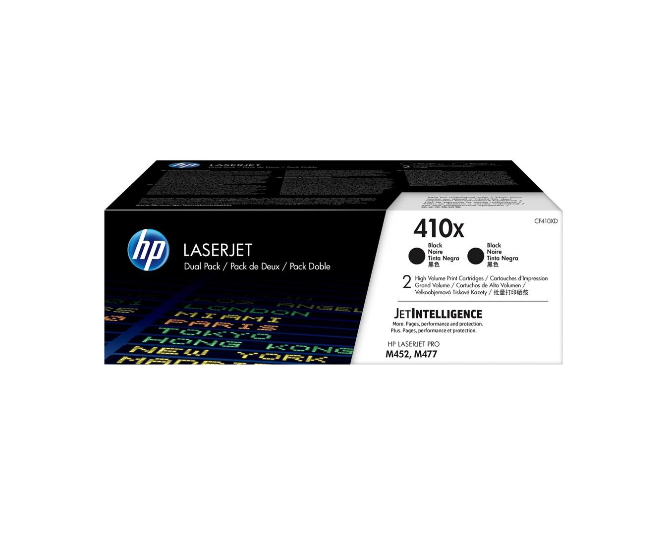 Toner til laserprinter HP 410X sort - 2-pack høj kapacitet