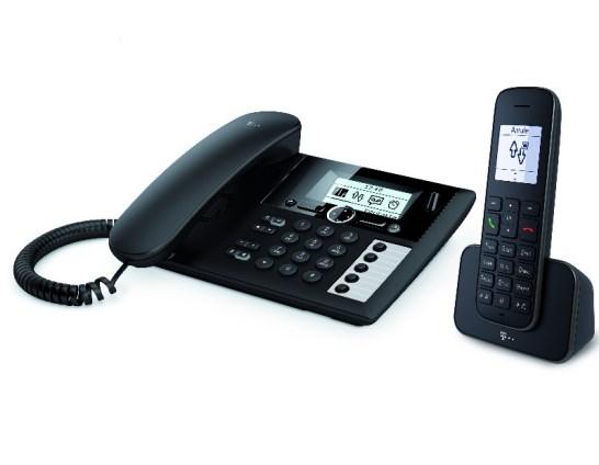 Telekom Sinus PA 207 Plus 1 – analog/DECT fastnettelefon med nummervisning – Sort billede