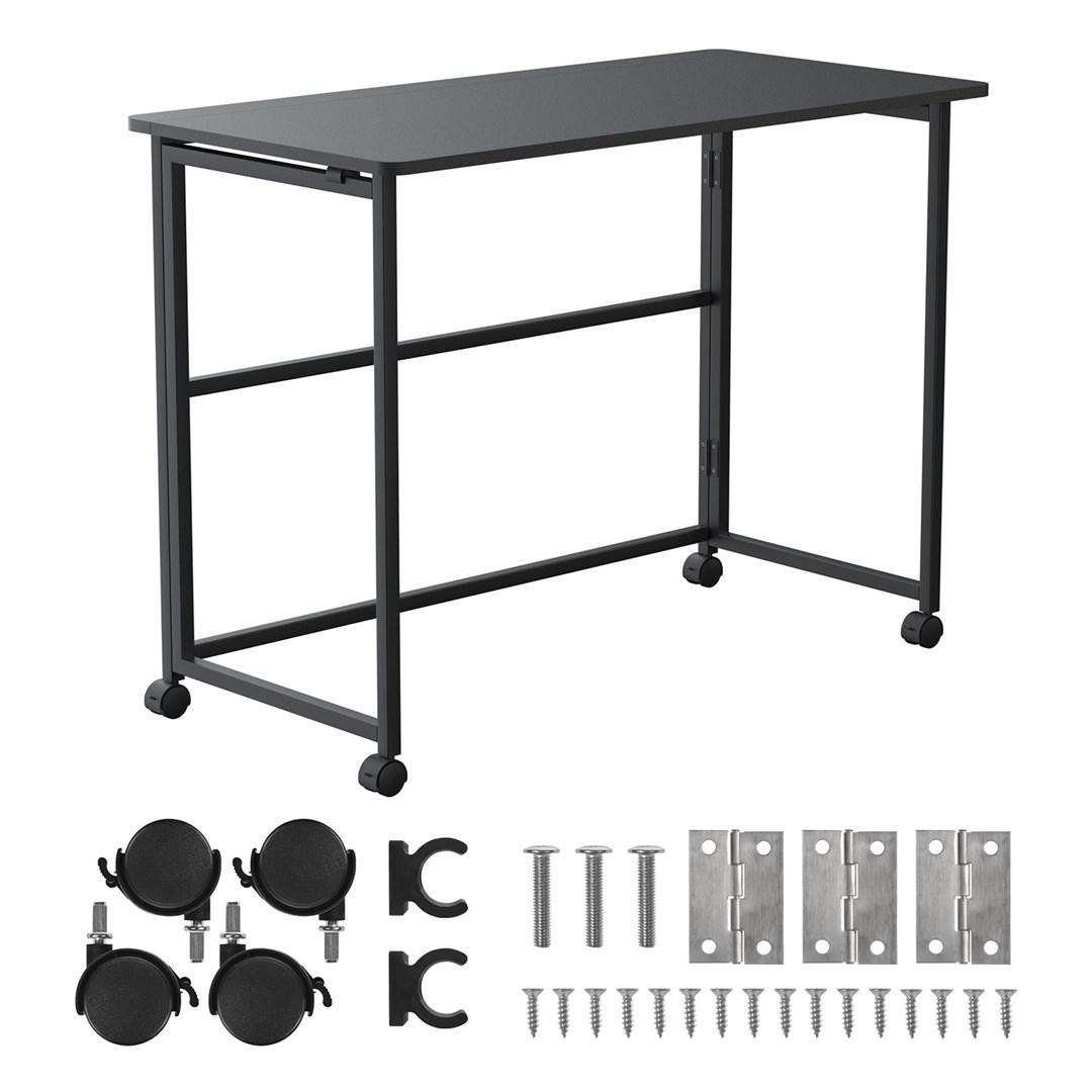 Maclean MC-1250 foldebord/skrivebord - sort, mobil, 100 × 50 cm, max 50 kg