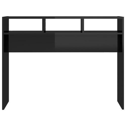Konsolbord 105x30x80 cm konstrueret træ sort højglans