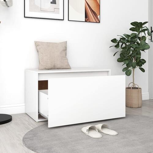 Entrébænk 80x40x45 cm konstrueret træ hvid