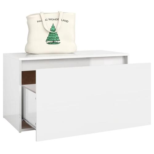 Entrébænk 80x40x45 cm konstrueret træ hvid højglans