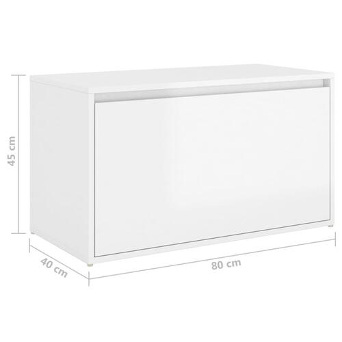 Entrébænk 80x40x45 cm konstrueret træ hvid højglans