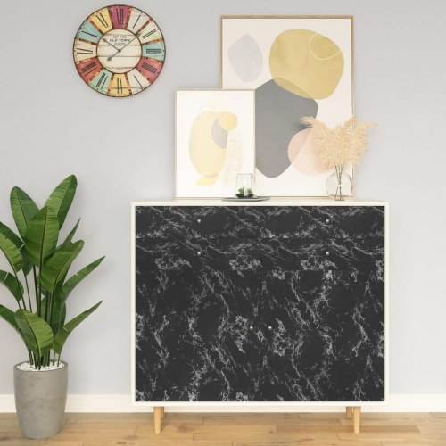 Selvklæbende folie til møbler - PVC 500 × 90 cm, sort sten