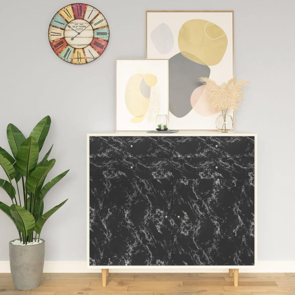 Selvklæbende folie til møbler 500x90 cm PVC sort sten billede
