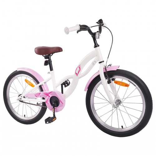 Børnecykel 18" til 5-7 år - hvid, justerbar og med klokke