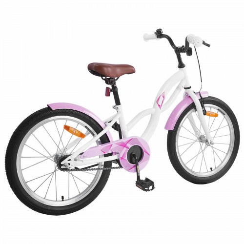 Børnecykel 18" til 5-7 år - hvid, justerbar og med klokke