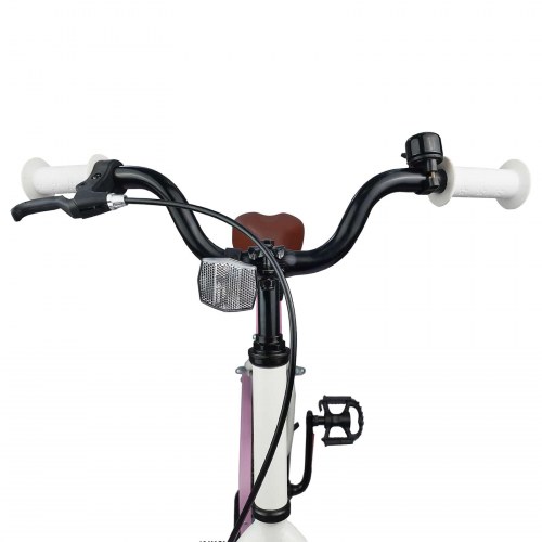 Børnecykel 18" til 5-7 år - hvid, justerbar og med klokke