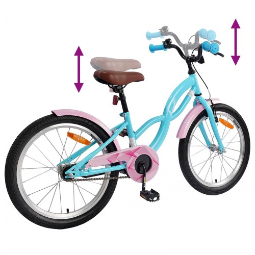 Børnecykel 18" til 5-7 år - lyseblå med skærme og klokke