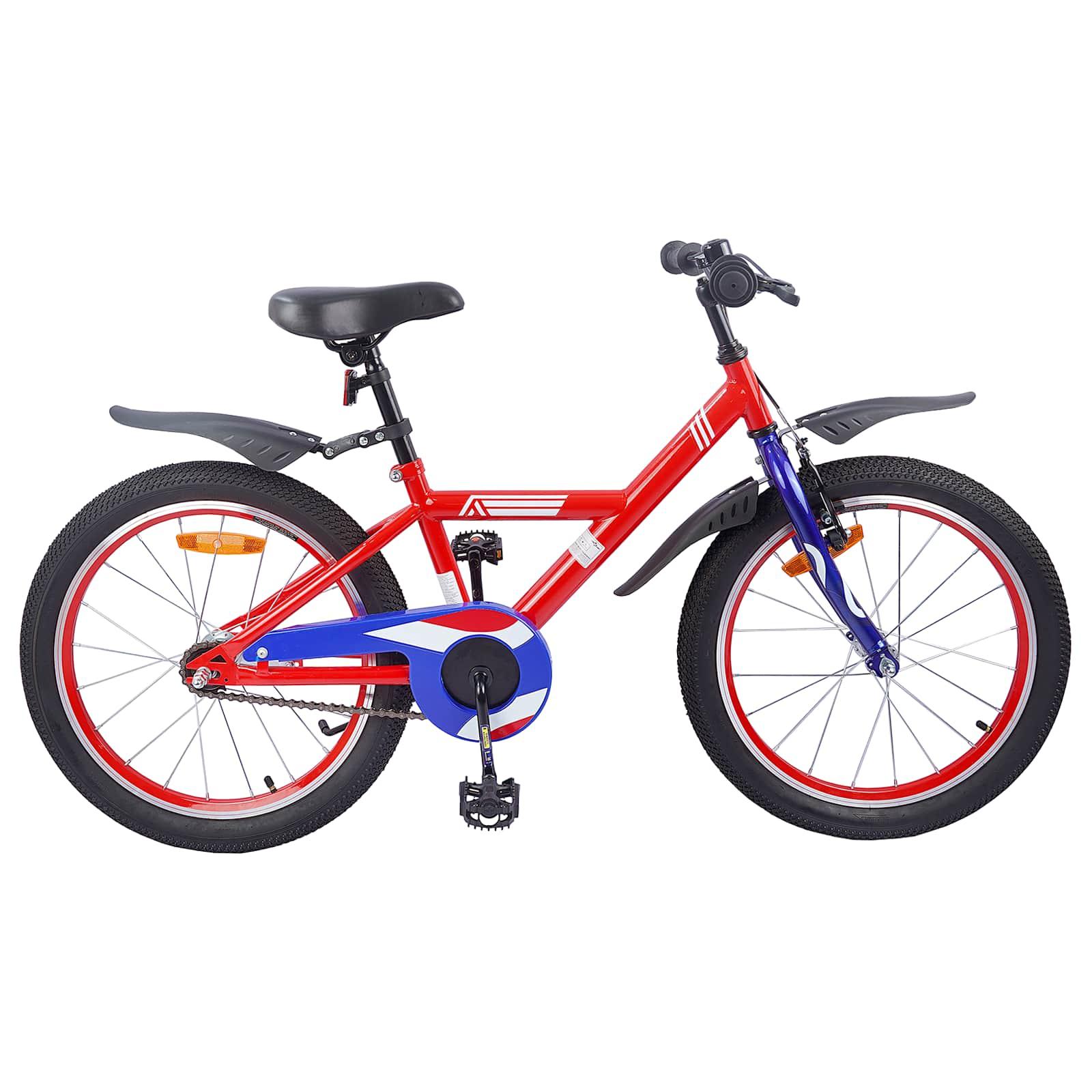 Børnecykel 18" til 5-7 år - rød, enkelt gear og justerbar billede