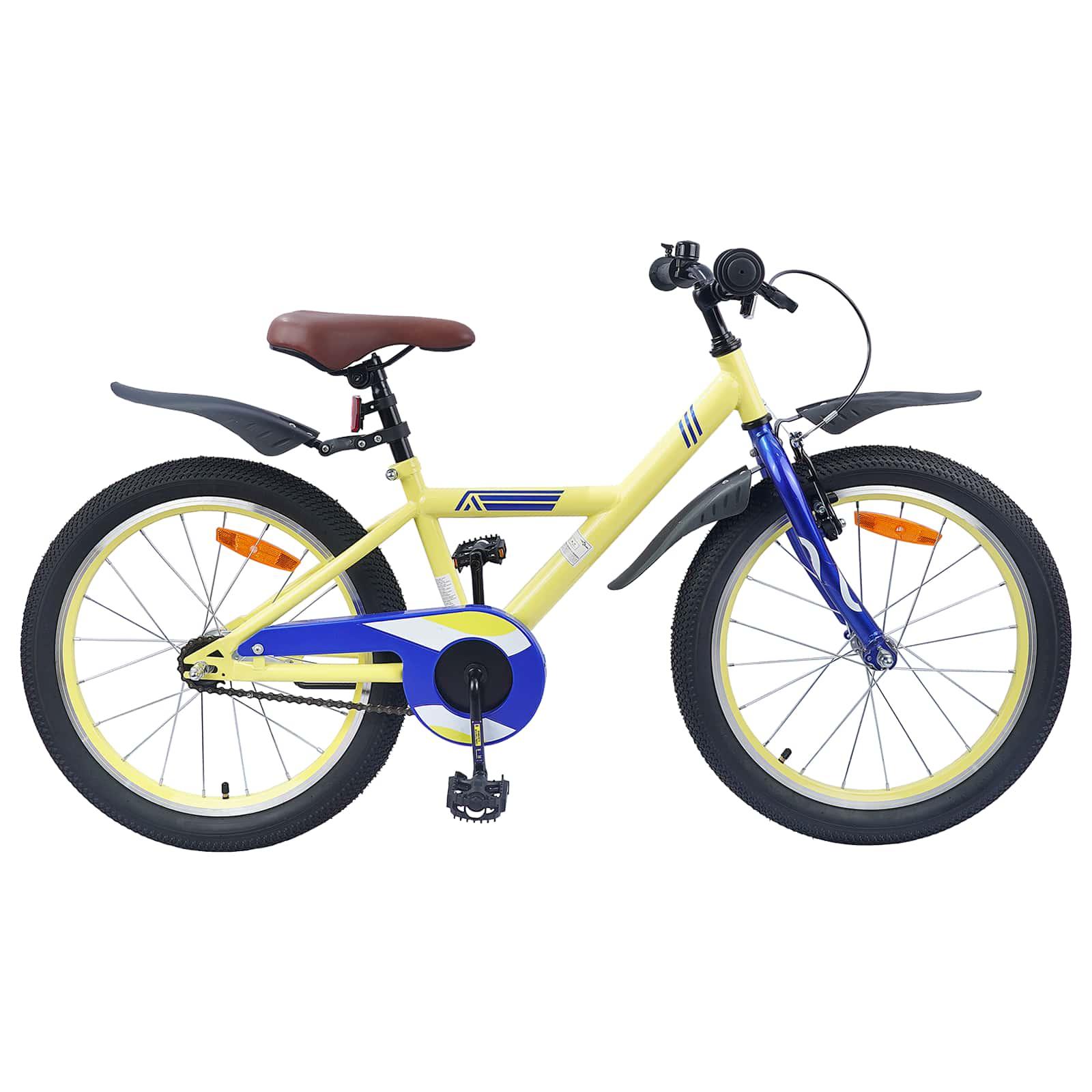 Børnecykel 18" til 5-7 år - gul, enkelt gear