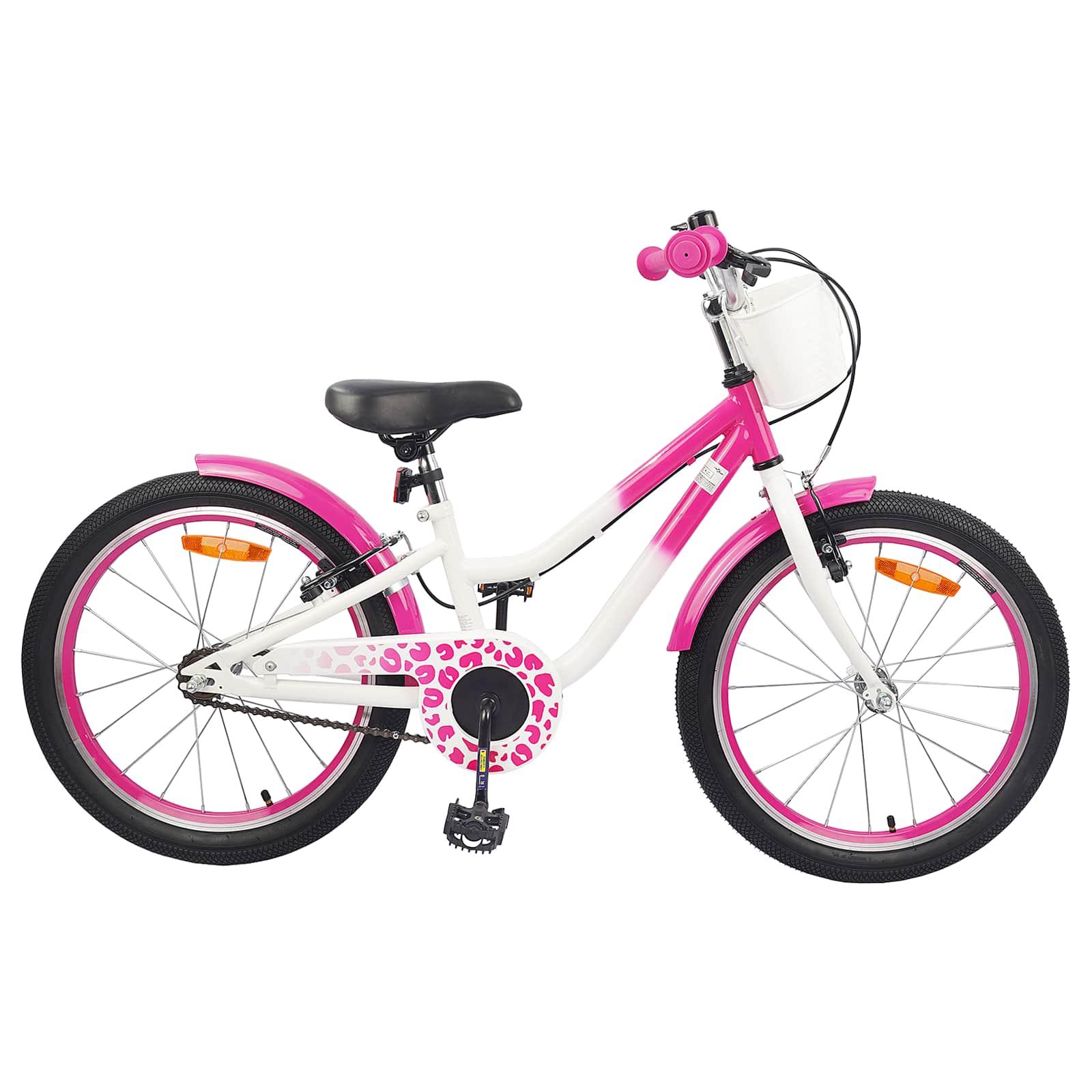 Børnecykel 18 tommer til 5-7 år gammel Mørk pink billede