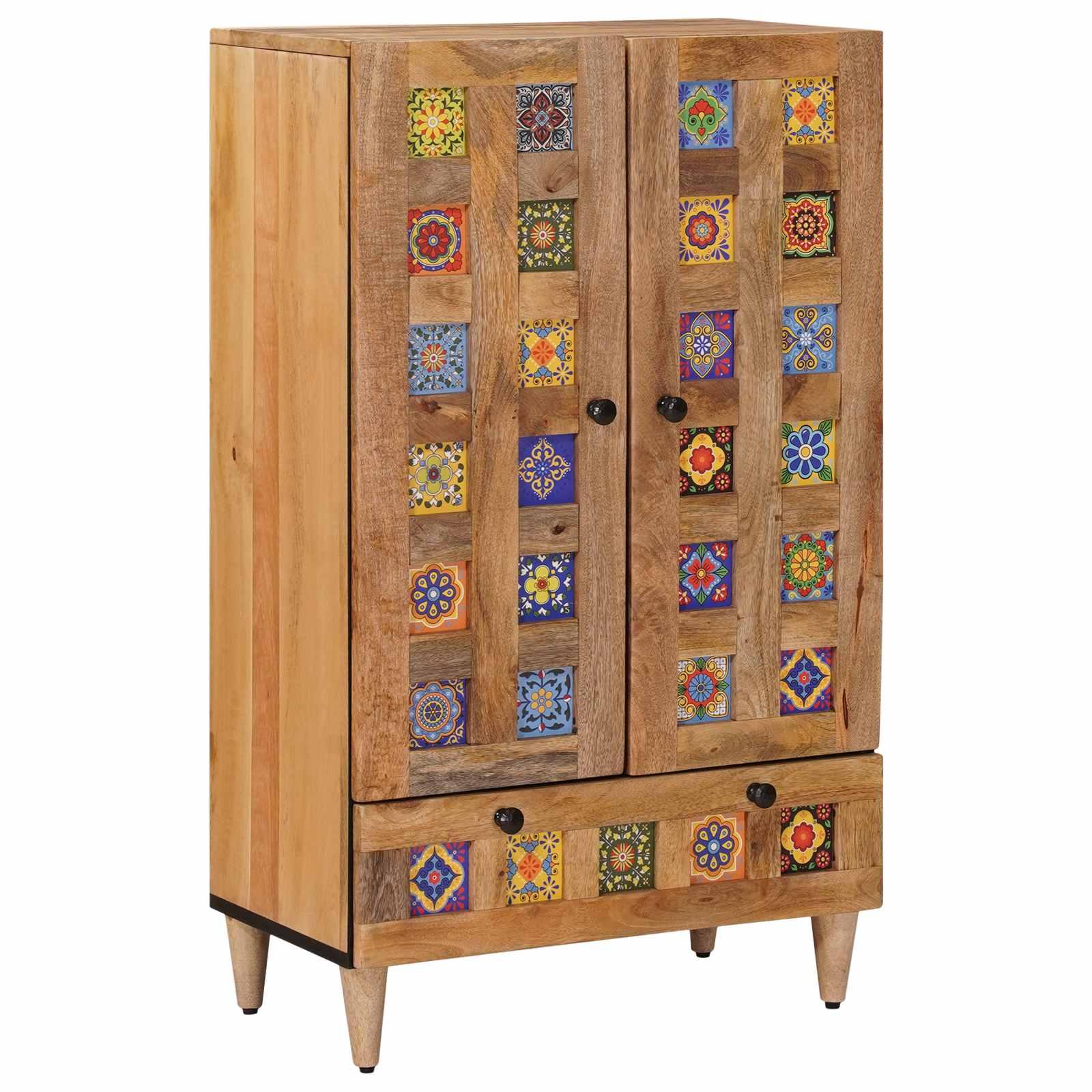 Highboard i massivt mangotræ - natur, 60 × 33,5 × 100 cm