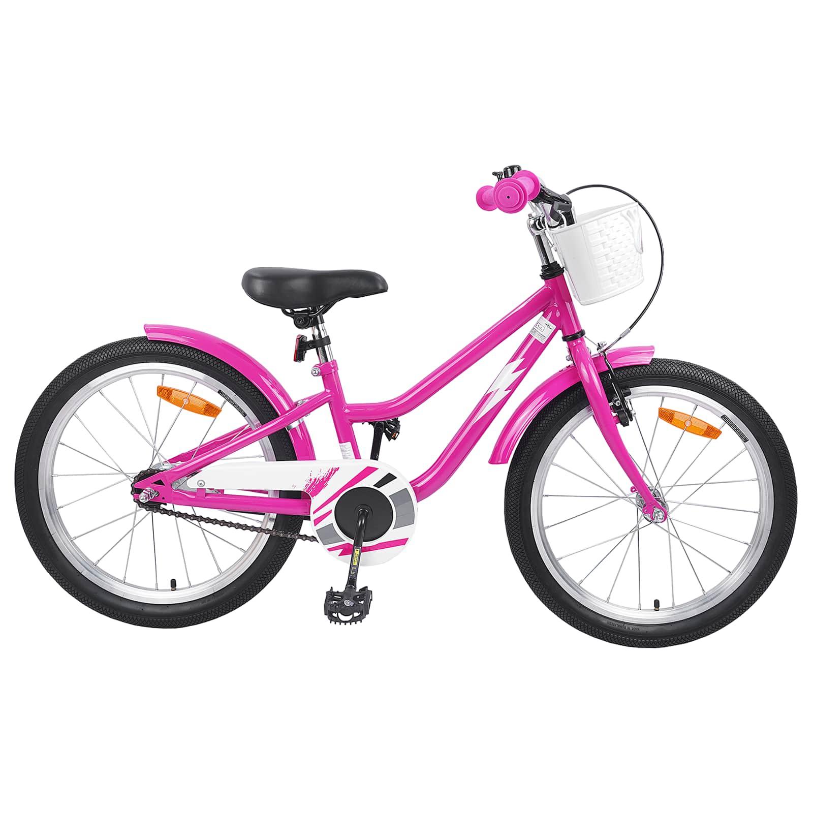 Børnecykel 18 tommer til 5-7 år gammel Mørk pink billede
