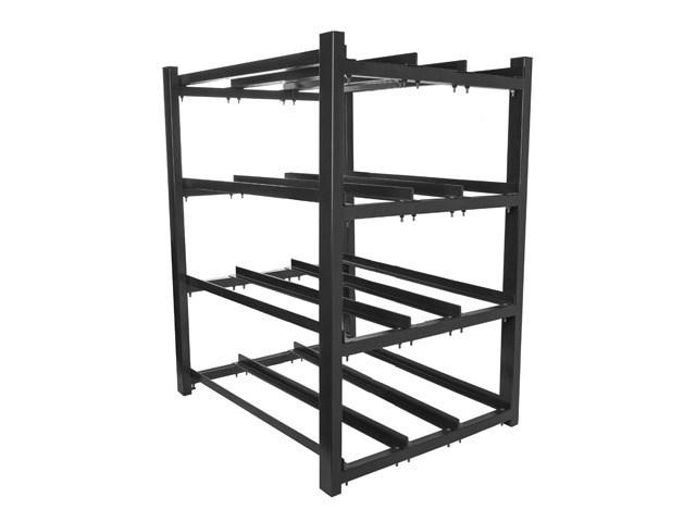Lanberg batteristativ til UPS - 83 × 65 cm, 3 rækker, 4 niveauer (12 hylder), sort - flatpack billede