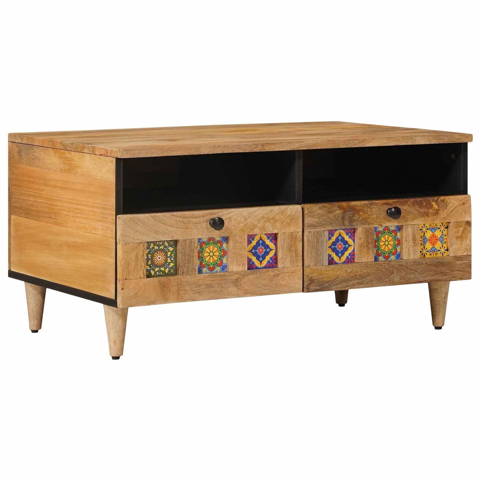 Sofabord Naturfarvet 80 x 54 x 40 cm Massivt mangotræ billede