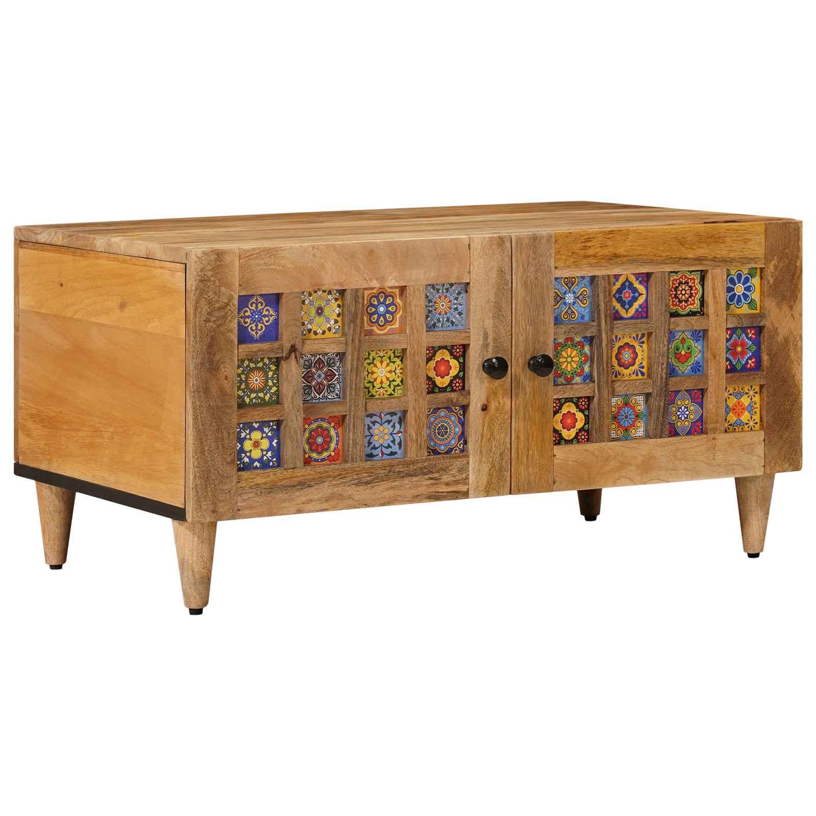 Sofabord Naturfarvet 80 x 50 x 40 cm Massivt mangotræ billede