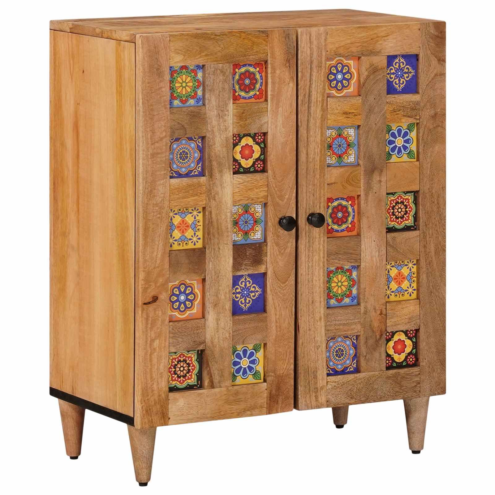Sideboard i massivt mangotræ - natur, 60 × 33 × 75 cm billede